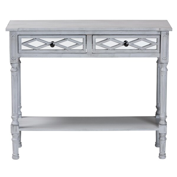 Baxton Studio Gellert Classic and Traditional Grey Finished Wood 2-Drawer Console Table - 239-13484-ZORO