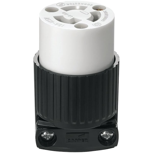 Eaton Wiring Devices WD4729 Twist Lock Connector, 2 -Pole, 15 A, 125 V, NEMA: NEMA L5-15, Black/White - 4729