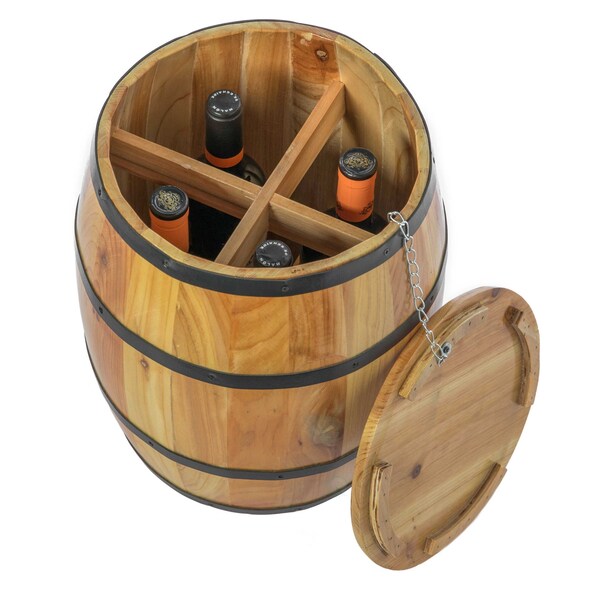 Vintiquewise Wine Barrel 4 Sectional Crate With Removable Head Lid - QI003766
