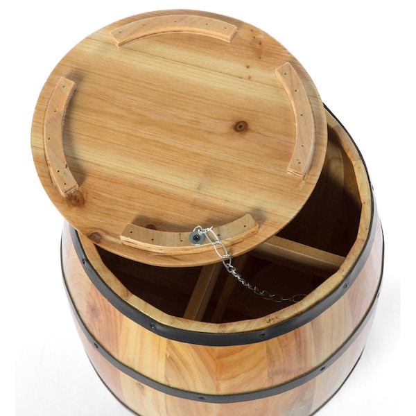 Vintiquewise Wine Barrel 4 Sectional Crate With Removable Head Lid - QI003766