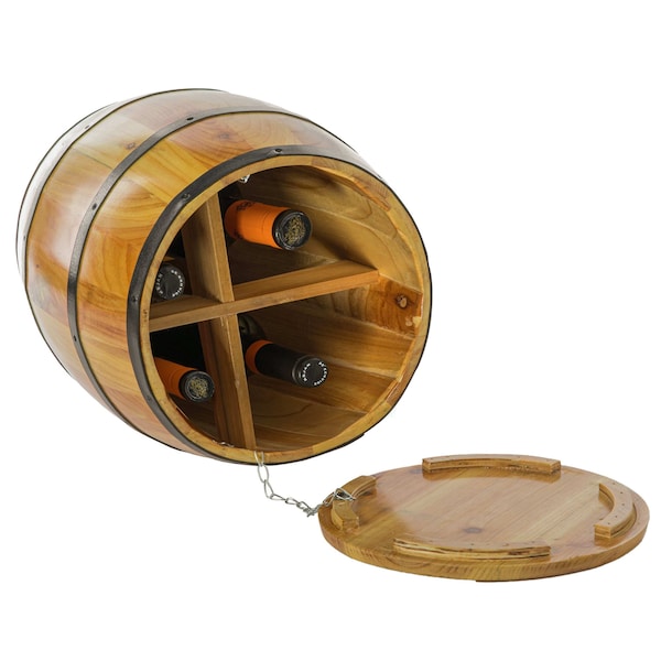Vintiquewise Wine Barrel 4 Sectional Crate With Removable Head Lid - QI003766
