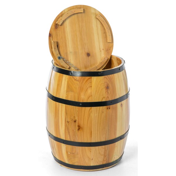 Vintiquewise Wine Barrel 4 Sectional Crate With Removable Head Lid - QI003766