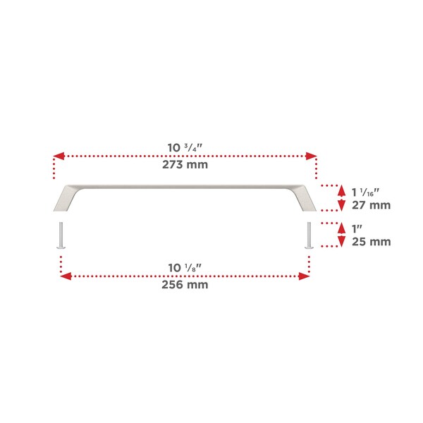 Richelieu 10 1/8 in (256 mm) Center-to-Center Brushed Nickel Contemporary Cabinet Pull - BP7348256195