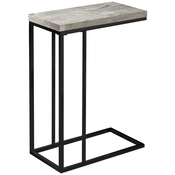Homeroots 25.25 in. Grey Particle Board & Black Metal Accent Table - 333185