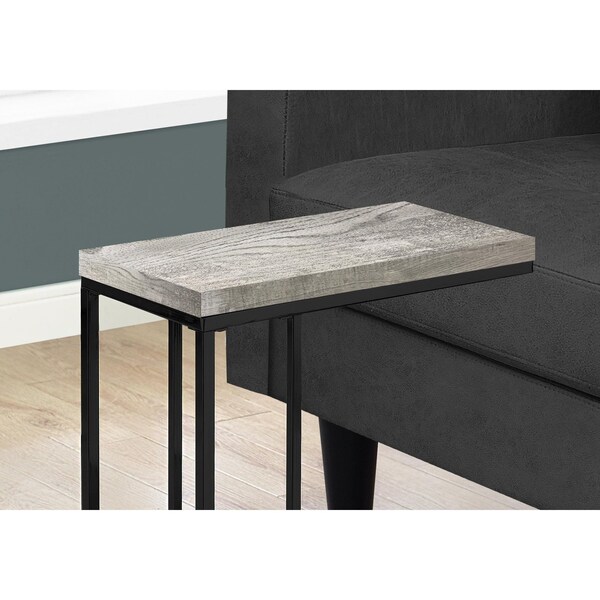 Homeroots 25.25 in. Grey Particle Board & Black Metal Accent Table - 333185