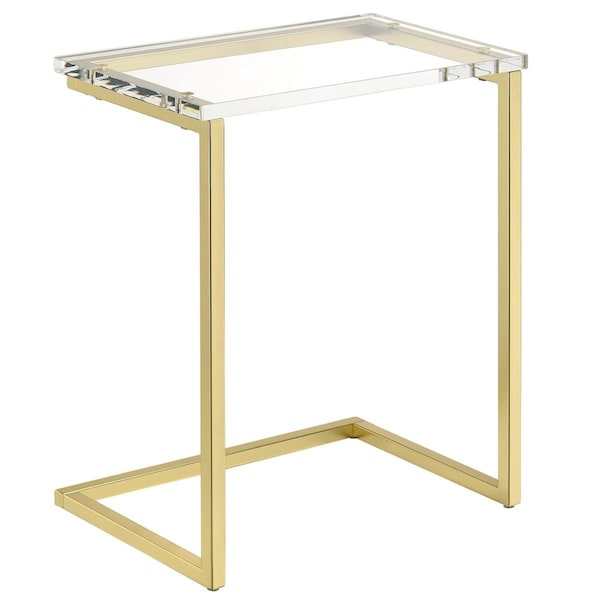 Procomfort A La Carte Clear Acrylic C-Table With Satin Gold Metal Base - PR3131689