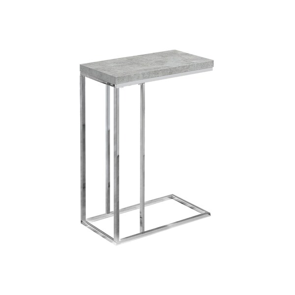Homeroots 25.25 in. Grey Cement Particle Board & Chrome Metal Accent Table - 333169