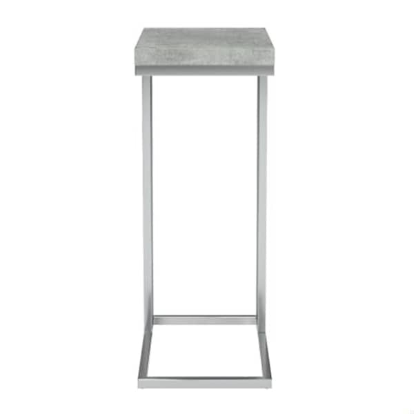Homeroots 25.25 in. Grey Cement Particle Board & Chrome Metal Accent Table - 333169