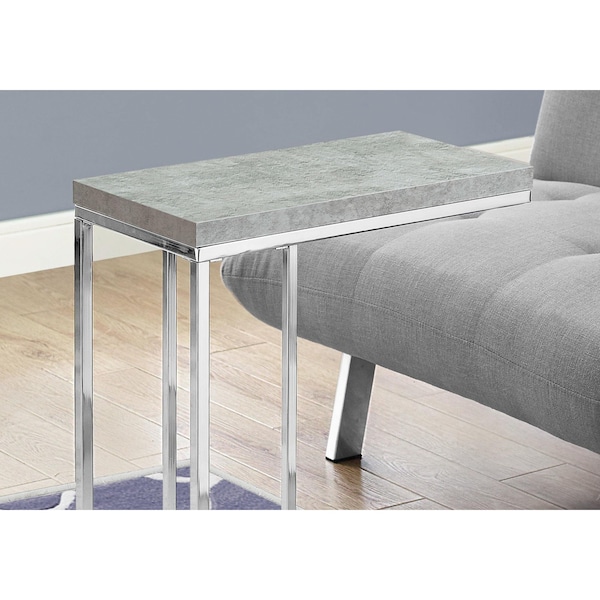Homeroots 25.25 in. Grey Cement Particle Board & Chrome Metal Accent Table - 333169