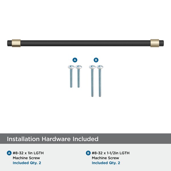 Amerock Mergence 8-13/16 inch 224mm Center-to-Center Matte Black/Golden Champagne Cabinet Pull - BP36861FBBBZ