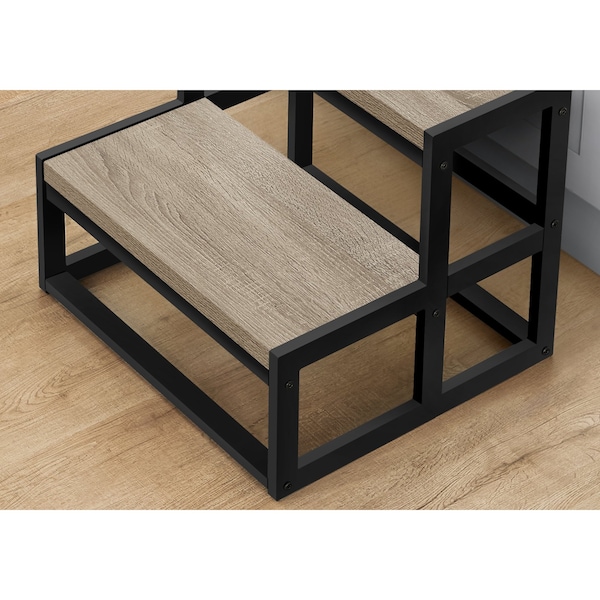 Monarch Specialties Ladder, Step Stool, Bedroom, Kitchen, Black Metal, Dark Taupe Laminate, Contemporary - I 4000