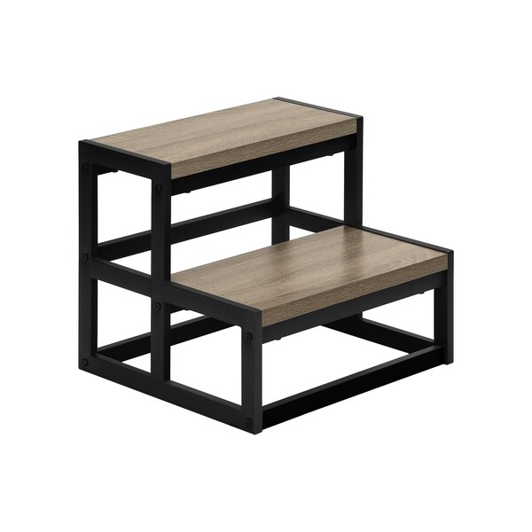 Monarch Specialties Ladder, Step Stool, Bedroom, Kitchen, Black Metal, Dark Taupe Laminate, Contemporary - I 4000