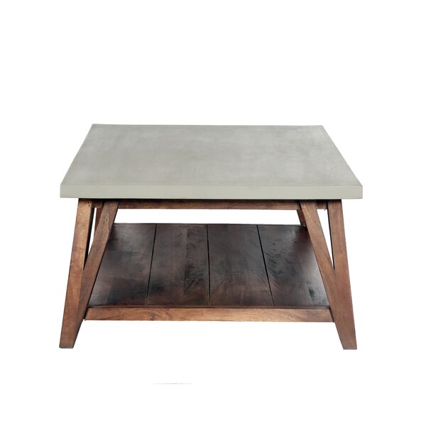 Alaterre Furniture Brookside 48"W Wood with Concrete-Coating Coffee Table - AWBS1270C