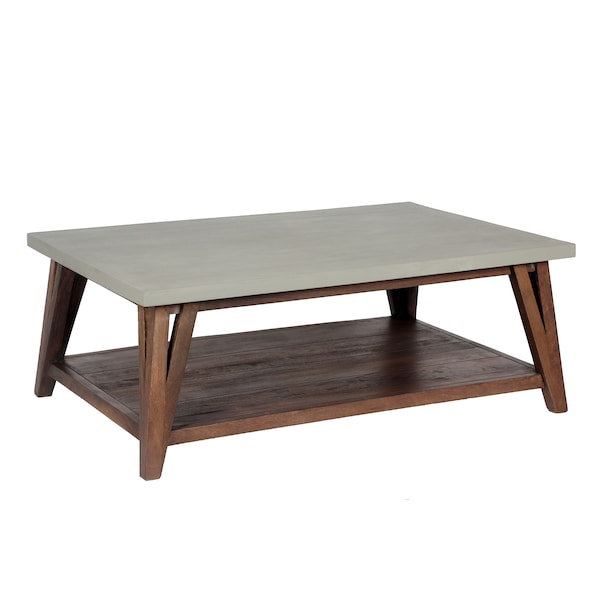 Alaterre Furniture Brookside 48"W Wood with Concrete-Coating Coffee Table - AWBS1270C