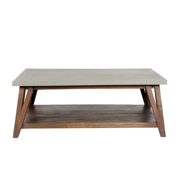 Alaterre Furniture Brookside 48"W Wood with Concrete-Coating Coffee Table - AWBS1270C