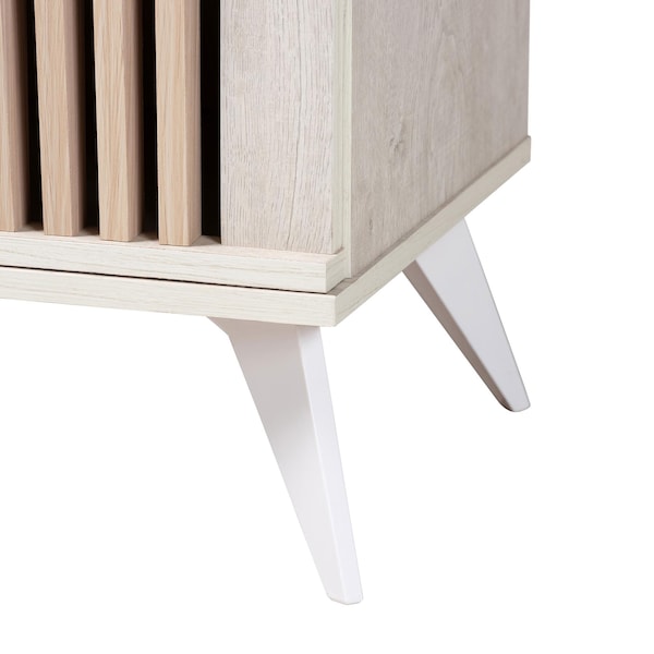 Baxton Studio Simona Mid-Century Modern Transitional Light Grey and Brown Wood 2-Door Storage Cabinet - 243-13504-ZORO