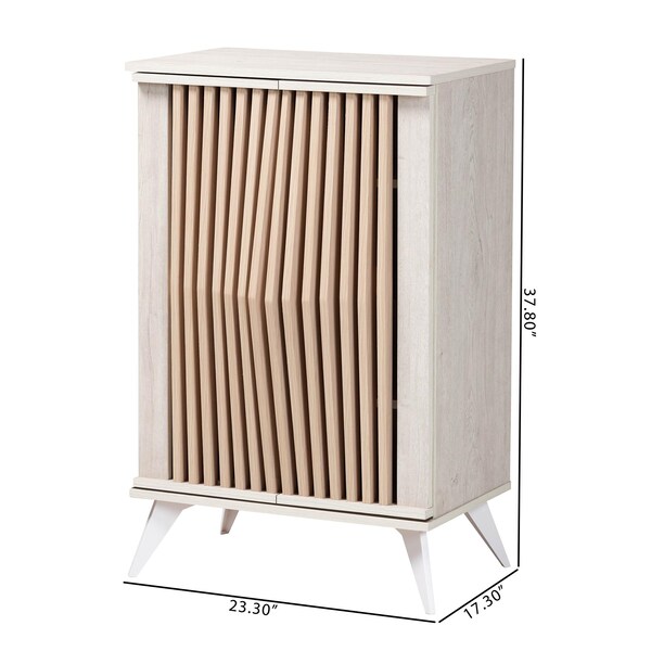 Baxton Studio Simona Mid-Century Modern Transitional Light Grey and Brown Wood 2-Door Storage Cabinet - 243-13504-ZORO