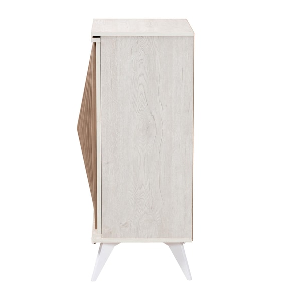 Baxton Studio Simona Mid-Century Modern Transitional Light Grey and Brown Wood 2-Door Storage Cabinet - 243-13504-ZORO