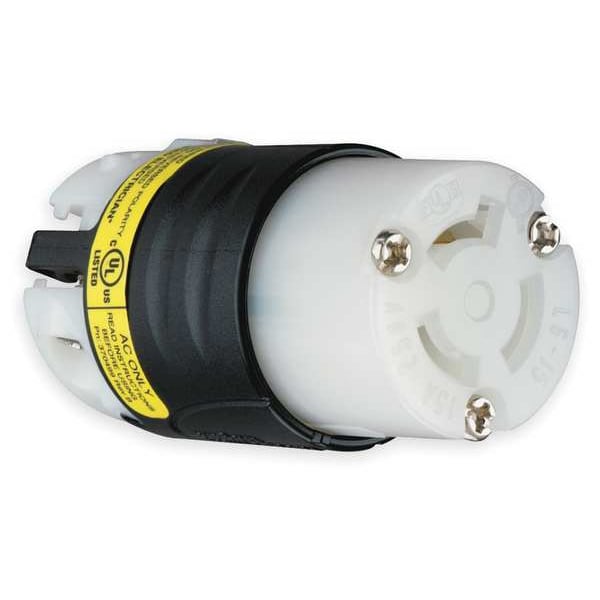 Legrand 15A Locking Connector 2P 3W 250VAC L6-15R BK/WT - PSL615CGCM