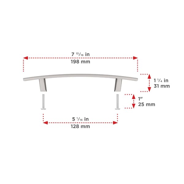Richelieu Padova Collection 5 1/16-inch (128 mm) Polished Nickel Transitional Rectangular Cabinet Bar Pull - BP650128180