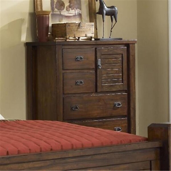 Progressive Furniture Trestlewood Rustic Style Drawer Chest- Mesquite Pine - P611-14