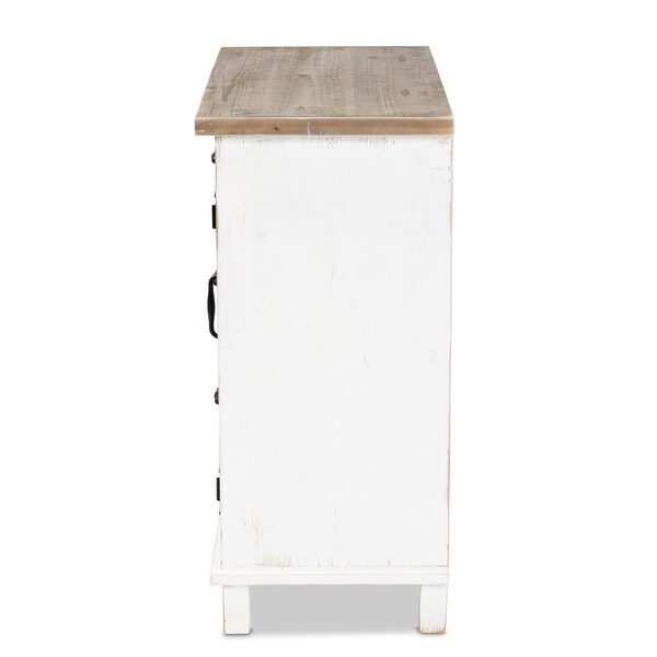 Baxton Studio Faron Traditional Farmhouse Two-Tone Distressed White Finished Wood 3-Drawer Storage Cabinet - 188-11730-ZORO