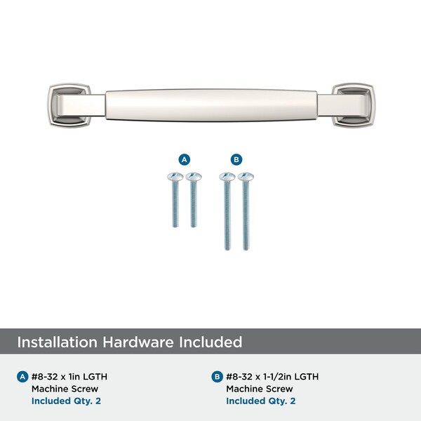 Amerock Stature 5-1/16 inch 128mm Center-to-Center Polished Nickel Cabinet Pull - BP36888PN
