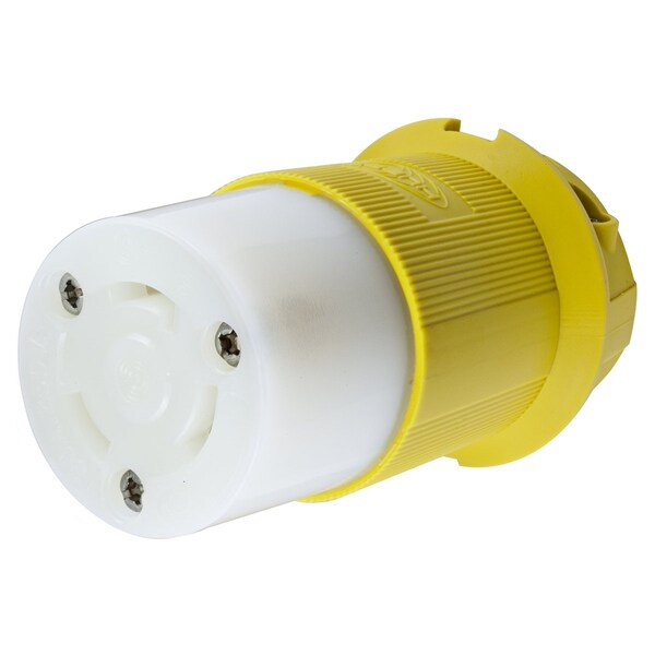 Hubbell Wiring Device-Kellems Locking Devices, Twist-Lock®, Corrosion Resistant Insulgrip® Connector, 30A, 250V AC, 2 Pole, 3 Wire Grounding, NEMA L6-30R, Yellow nylon - HBL26CM23