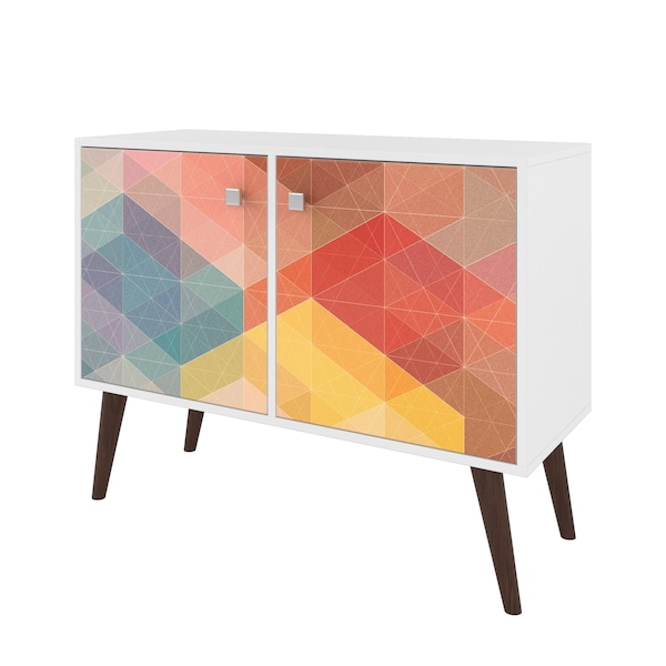 Manhattan Comfort Avesta 2-Piece Double Side Table in White and Stamp - 2-7AMC131