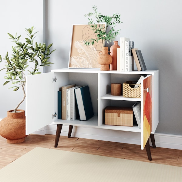 Manhattan Comfort Avesta 2-Piece Double Side Table in White and Stamp - 2-7AMC131