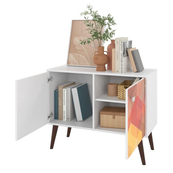 Manhattan Comfort Avesta 2-Piece Double Side Table in White and Stamp - 2-7AMC131