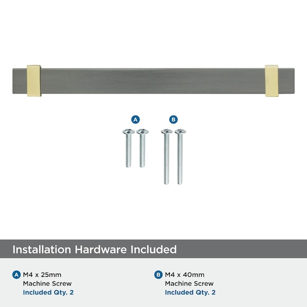 Amerock Overton 6-5/16 in 160 mm Center-to-Center Black Chrome/Brushed Gold Cabinet Pull - BP36683BCRBGL