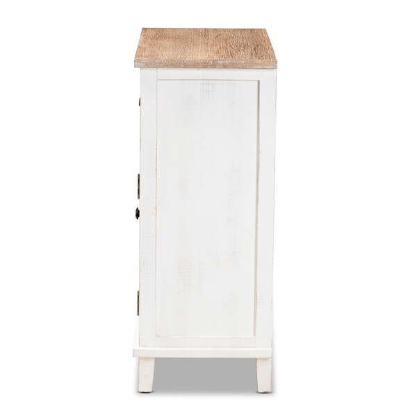 Baxton Studio Glynn Rustic Farmhouse Weathered Two-Tone White and Oak Brown Finished Wood 2-Door Storage Cabinet - 178-11404-ZORO