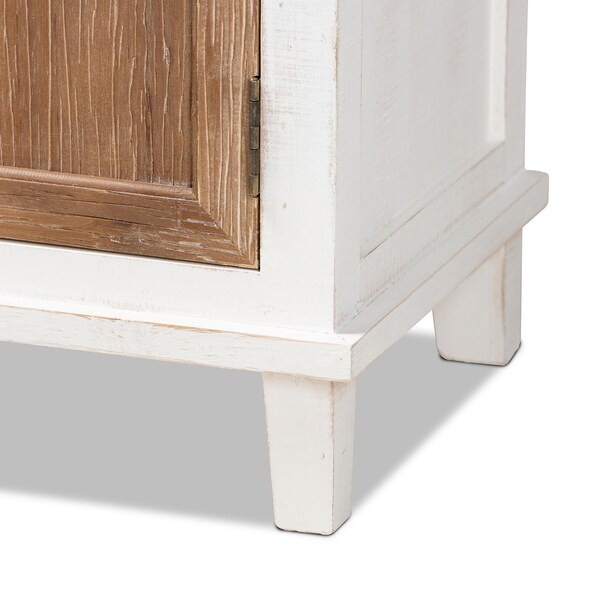 Baxton Studio Glynn Rustic Farmhouse Weathered Two-Tone White and Oak Brown Finished Wood 2-Door Storage Cabinet - 178-11404-ZORO