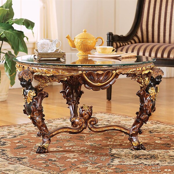 Design Toscano Louis XIV Glass - Topped Cocktail Table - KY461
