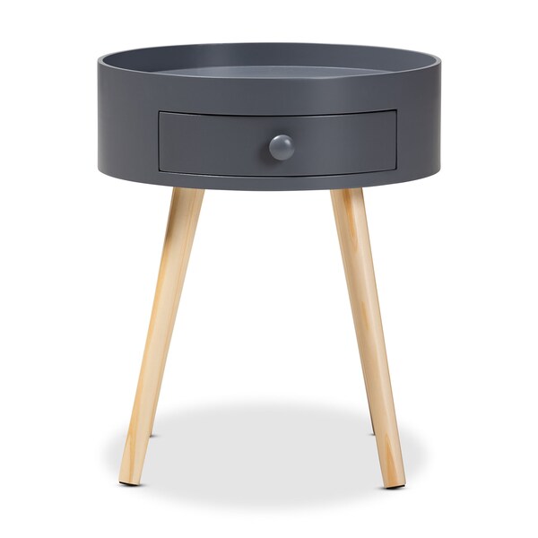 Baxton Studio Jessen Mid-Century Gray 1-Drawer Wood Nightstand - 154-9049