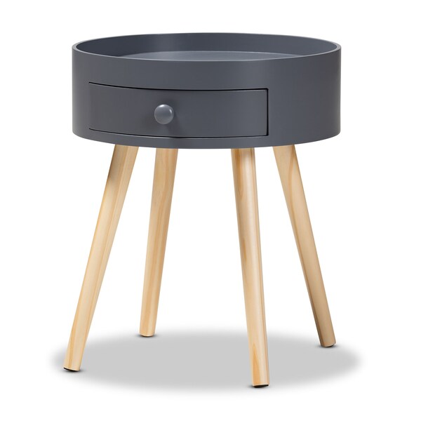 Baxton Studio Jessen Mid-Century Gray 1-Drawer Wood Nightstand - 154-9049