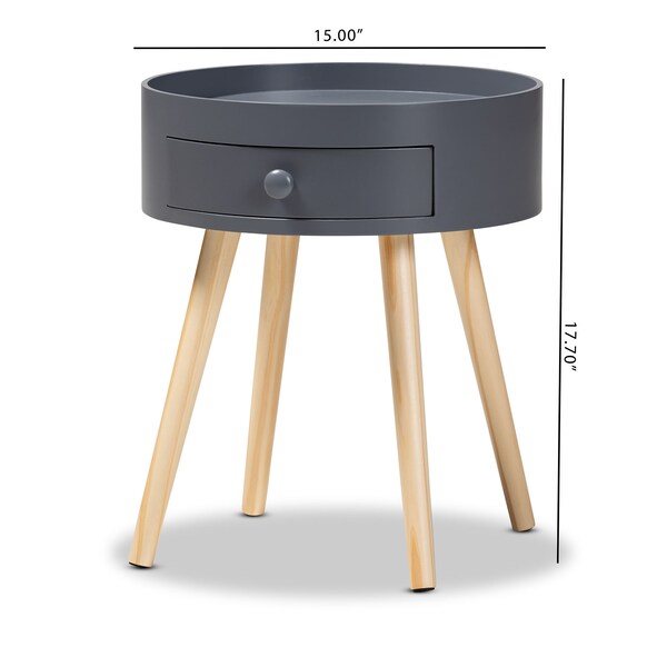 Baxton Studio Jessen Mid-Century Gray 1-Drawer Wood Nightstand - 154-9049