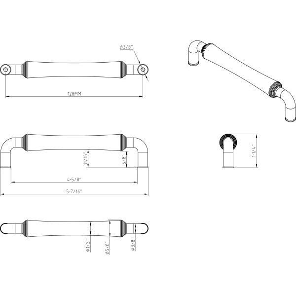 Jeffrey Alexander 128 mm Center-to-Center Polished Nickel Barrel Bremen 2 Cabinet Pull - 537-128NI