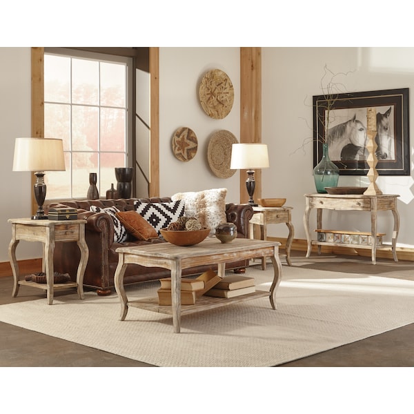 Alaterre Furniture Rustic - Reclaimed End Table, Driftwood - ARSA0125
