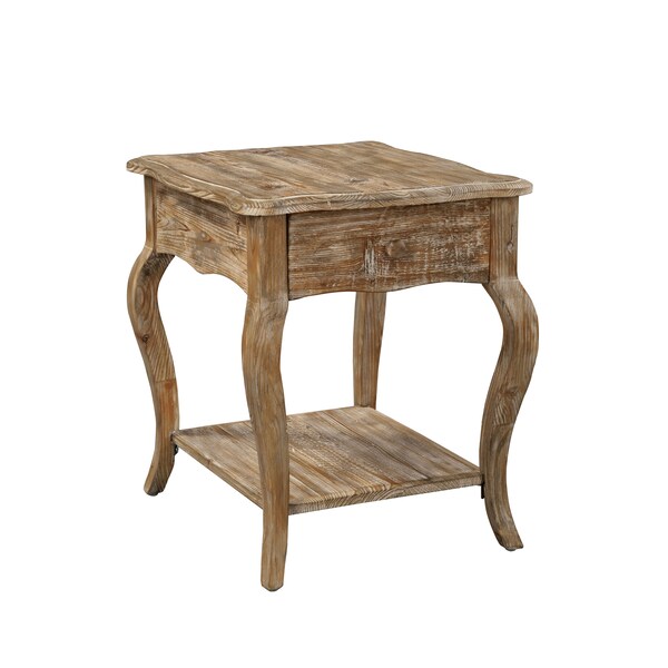 Alaterre Furniture Rustic - Reclaimed End Table, Driftwood - ARSA0125
