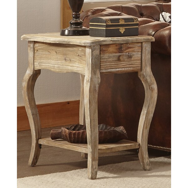 Alaterre Furniture Rustic - Reclaimed End Table, Driftwood - ARSA0125