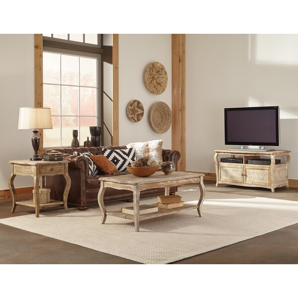 Alaterre Furniture Rustic - Reclaimed End Table, Driftwood - ARSA0125