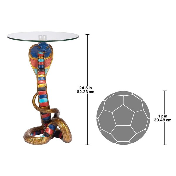 Design Toscano Renenutet Egyptian Cobra Goddess Glass-Topped Table - CL5057
