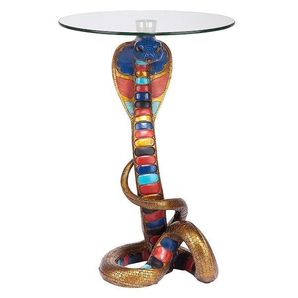 Design Toscano Renenutet Egyptian Cobra Goddess Glass-Topped Table - CL5057