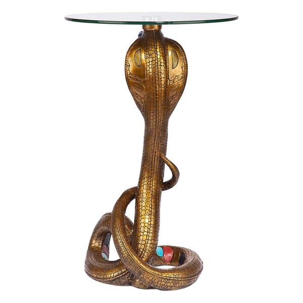 Design Toscano Renenutet Egyptian Cobra Goddess Glass-Topped Table - CL5057