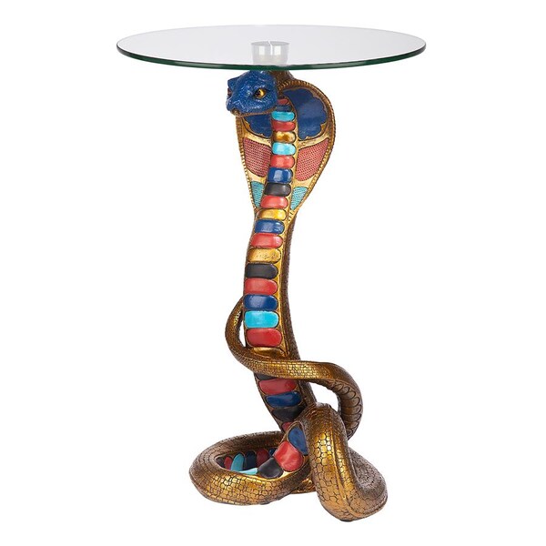 Design Toscano Renenutet Egyptian Cobra Goddess Glass-Topped Table - CL5057