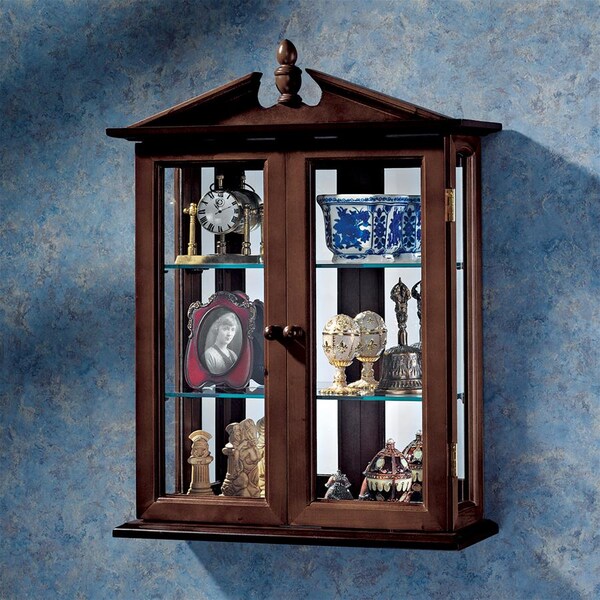 Design Toscano Amesbury Manor Hardwood Wall Curio Cabinet: Walnut Finish - BN1722