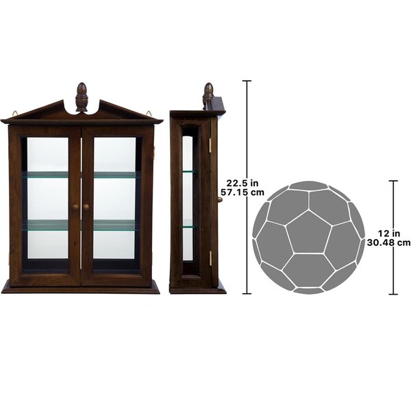 Design Toscano Amesbury Manor Hardwood Wall Curio Cabinet: Walnut Finish - BN1722
