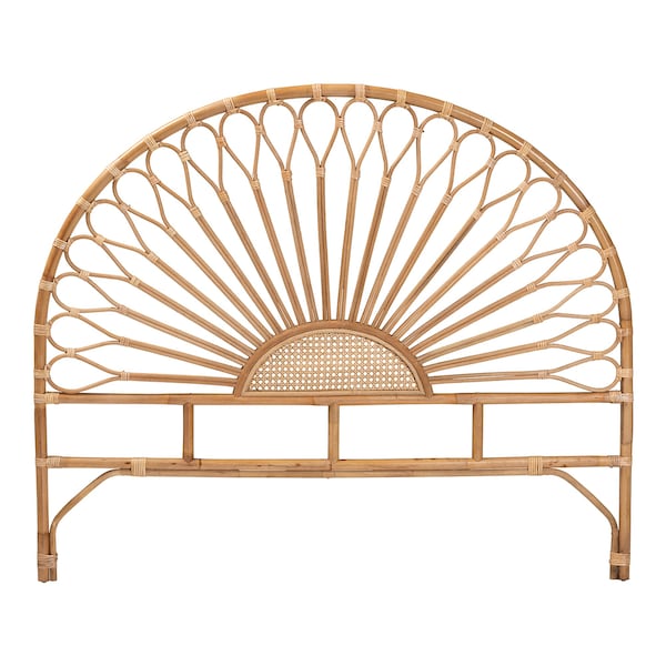Baxton Studio Perenna Modern Bohemian Natural Rattan Queen Size Standalone Headboard - 217-12723-ZORO